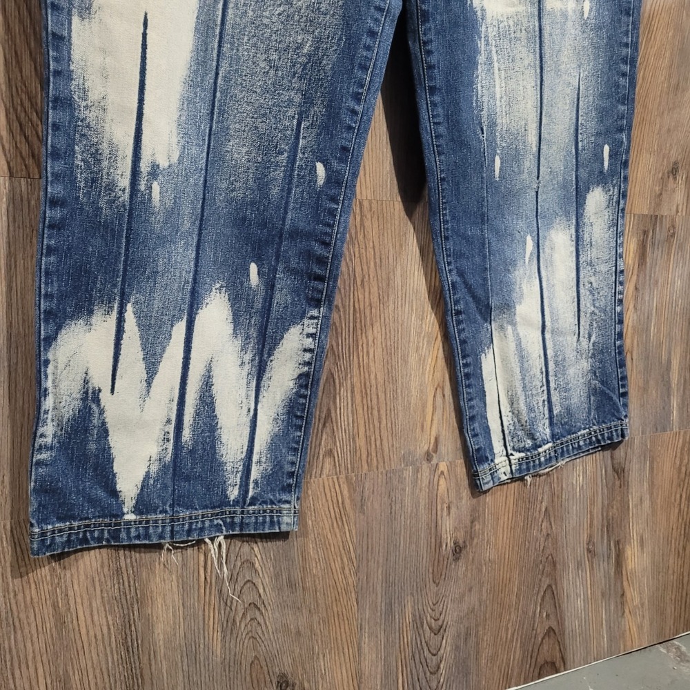 Vintage Y2K RAW BLUE Wide Leg Baggy Jeans 40x32 Paint Grunge Skater Streetwear - Picture 3 of 13